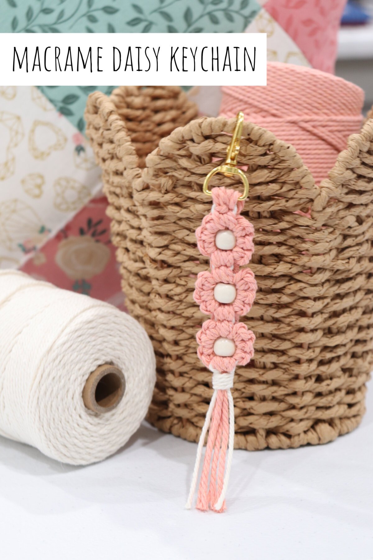 Macrame Daisy Keychain - Amy Latta Creations